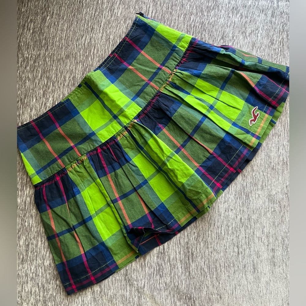 Hollister green/blue plaid mini skirt